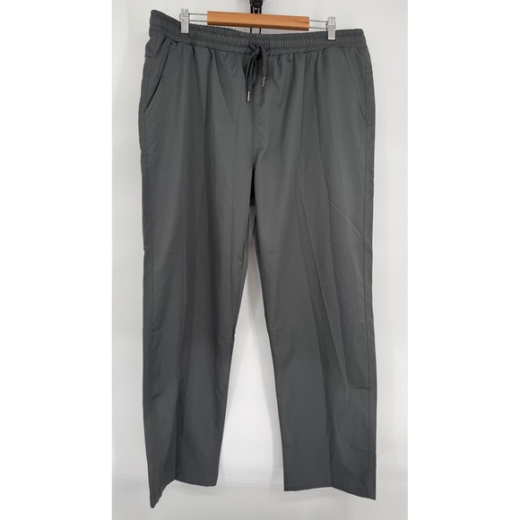 Coofandy Other - Coofandy Mens Gray‎ Drawstring Waist Straight Leg Polyester Pants Sz 2XL NEW